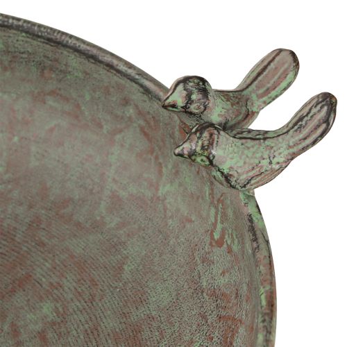 Artikel Dekorativ skål med fåglar Metallskål Antik Grön Brun Ø30cm