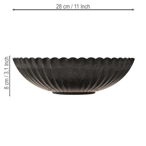 Artikel Dekorativ skål rund antracitfärgad växtskål med spår Ø28cm