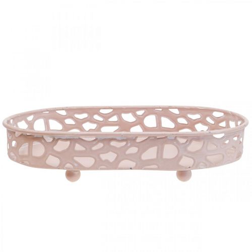 Artikel Dekorationsskål Oval skål med fötter bordsdekoration rosa 30×18cm