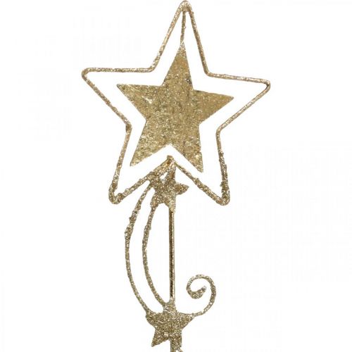 Artikel Deco plug star guld glittrande H54cm 4st