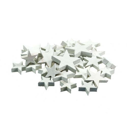 Trästjärnor, juldekoration, bröllop, adventsvit Ø3–5cm 72 st
