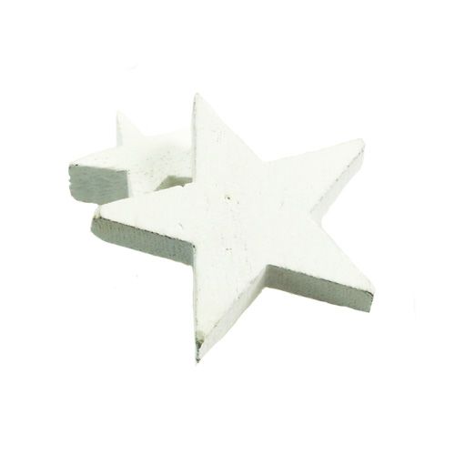 Floristik24 Trästjärnor, juldekoration, bröllop, adventsvit Ø3–5cm 72 st