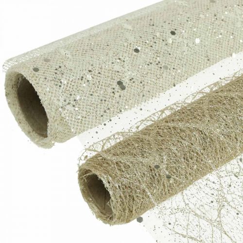 Floristik24 Bordstejp dekorativt tyg champagne x 2 diverse 35x200cm