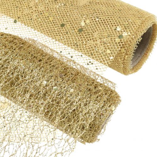 Floristik24 Bordsduk Deco Tyg Gult Guld x 2 Blandat 35x200cm