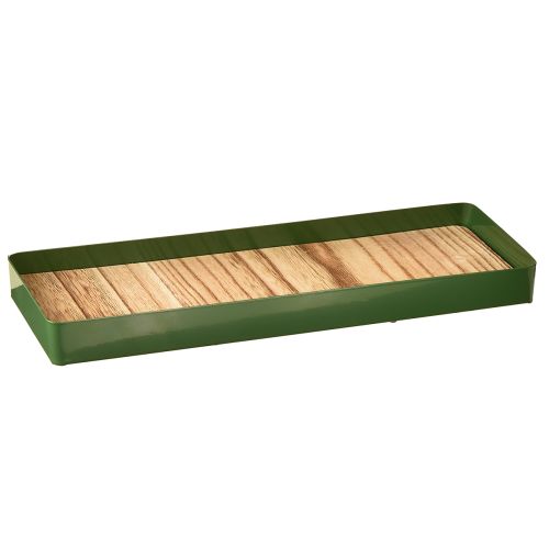 Dekorativ bricka metall trä metallbricka grön 35,5×11×3 cm 2 st