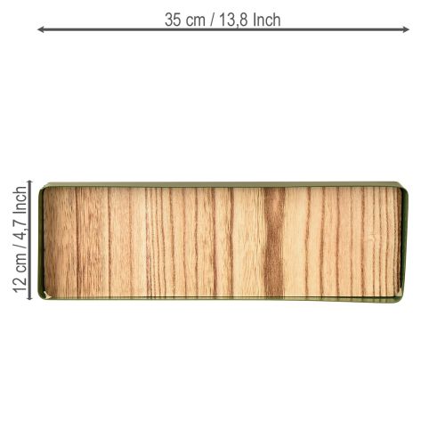 Artikel Dekorativ bricka metall trä metallbricka grön 35,5×11×3 cm 2 st