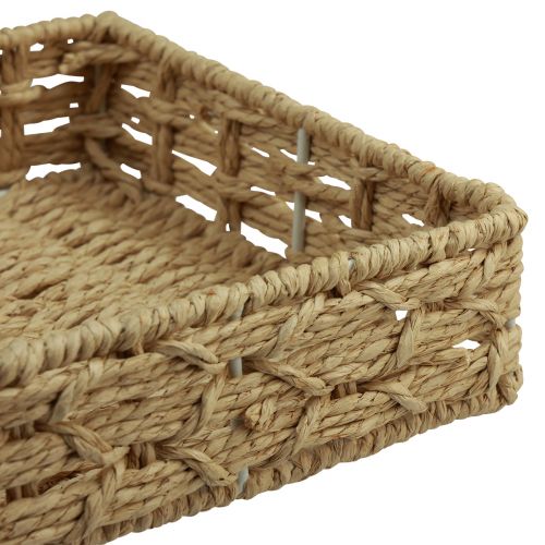 Artikel Dekorativ bricka fyrkantig korg metall naturlig 30/25/20 cm set om 3