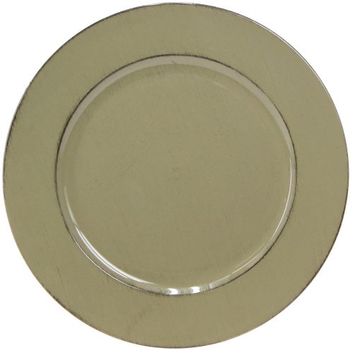 Dekorativ tallrik grön plasttallrik vintage mossgrön brun Ø33cm