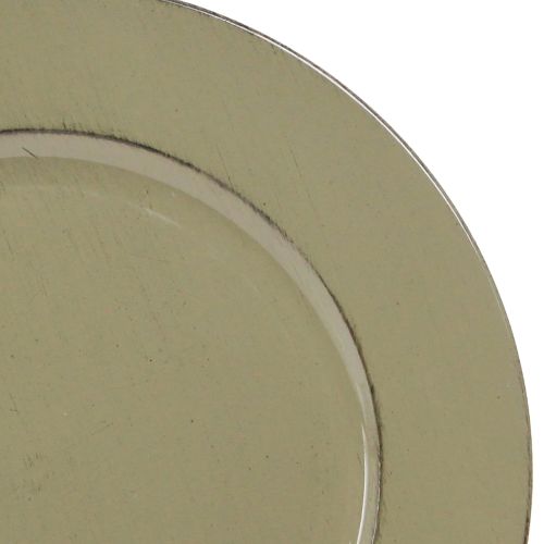 Artikel Dekorativ tallrik grön plasttallrik vintage mossgrön brun Ø33cm
