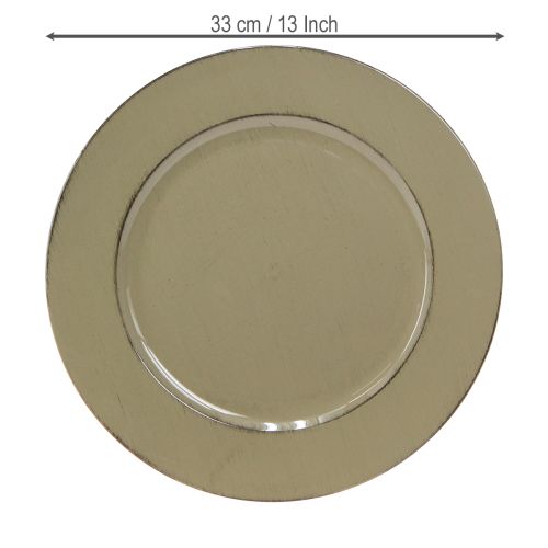 Artikel Dekorativ tallrik grön plasttallrik vintage mossgrön brun Ø33cm