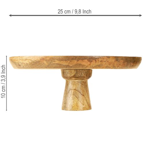 Artikel Dekorativ tallrik trä med fot tårtställ optik natur Ø25cm