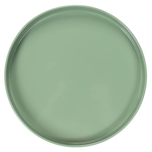 Dekorativ metallplatta, grön, rund bas, bricka för blomsterarrangemang, 20 cm | Floristik24.se