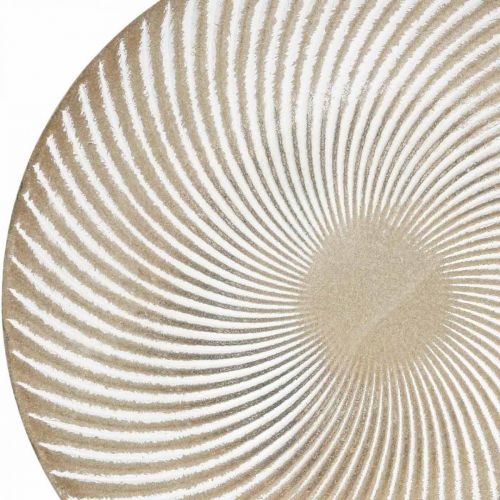 Artikel Dekorativ tallrik rund vit brun räfflor bordsdekoration Ø30cm H3cm
