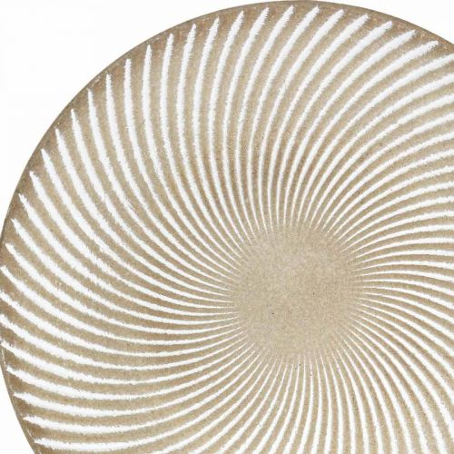 Artikel Dekorativ tallrik rund vit brun räfflor bordsdekoration Ø35cm H3cm