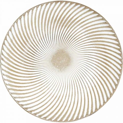 Artikel Dekorativ tallrik rund vit brun räfflor bordsdekoration Ø40cm H4cm
