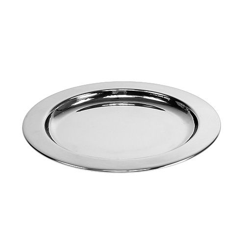Floristik24 Dekorationsplatta av metall Ø14,5 cm silver 1p