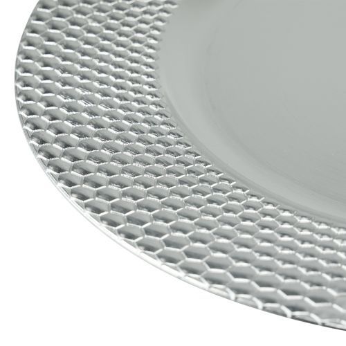 Artikel Dekortallrik rund plast dekorativ plåt silver Ø33cm