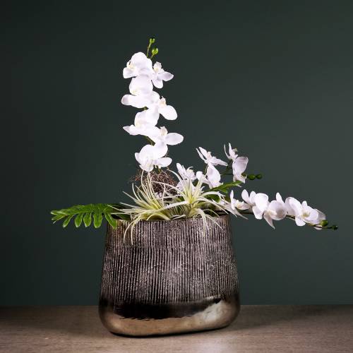 Floristik24 Dekorativ kruka oval silver 35 cm x 19 cm H29cm