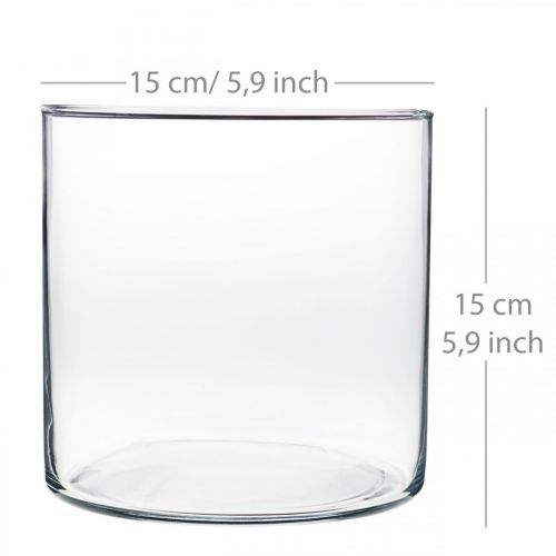 Floristik24 Dekorativ vas glascylinder klar Ø15cm H15cm