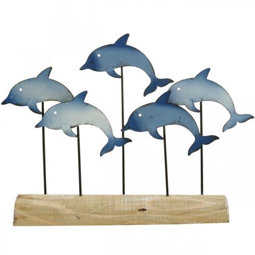Artikel Delfiner att sätta, havsdekoration, maritim metalldekoration H24.5cm L32.5cm