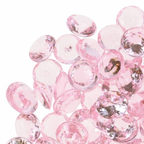 Floristik24 Dekorativa stenar diamant akryl ljusrosa Ø1,2cm 175g för födelsedagsdekoration