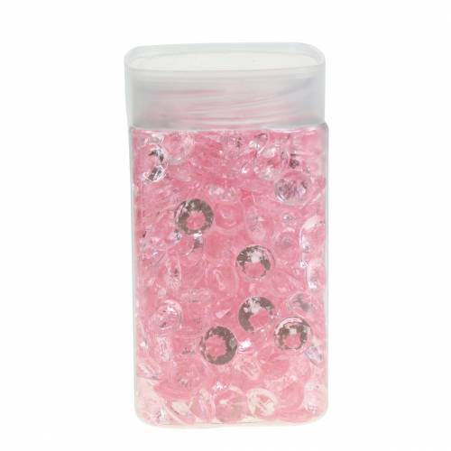 Floristik24 Dekorativa stenar diamant akryl ljusrosa Ø1,2cm 175g för födelsedagsdekoration