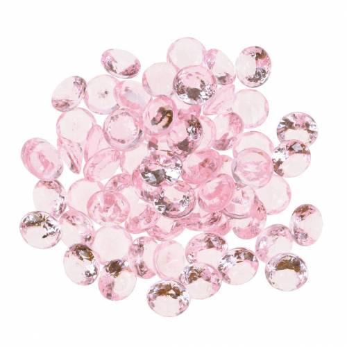 Floristik24 Dekorativa stenar diamant akryl ljusrosa Ø1,2cm 175g för födelsedagsdekoration