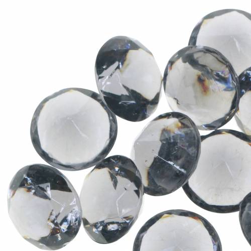 Artikel Dekorativa stenar diamant akryl antracitgrå Ø1,8cm 150g för bordsdekoration