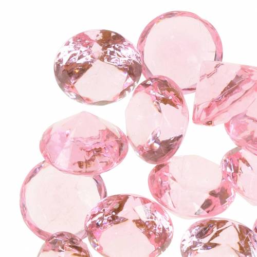 Floristik24 Dekorativa stenar diamant akryl ljusrosa Ø1,8cm 150g scatter dekoration för bordet