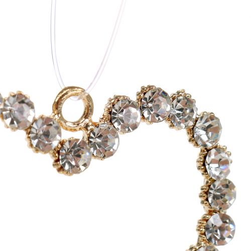 Floristik24 Dekorativt hjärta guld för att hänga med strass 6st