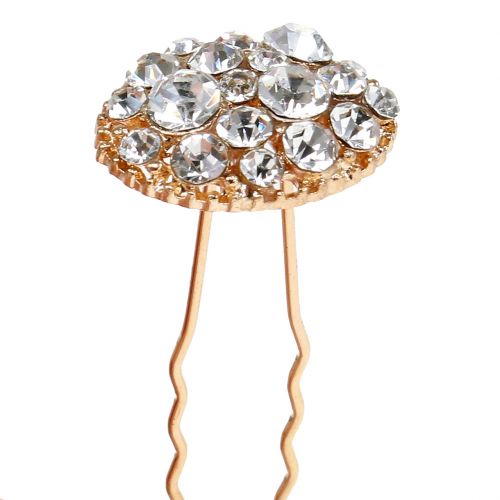 Floristik24 Hårnål bröllopsguld med strass 7 cm 9st