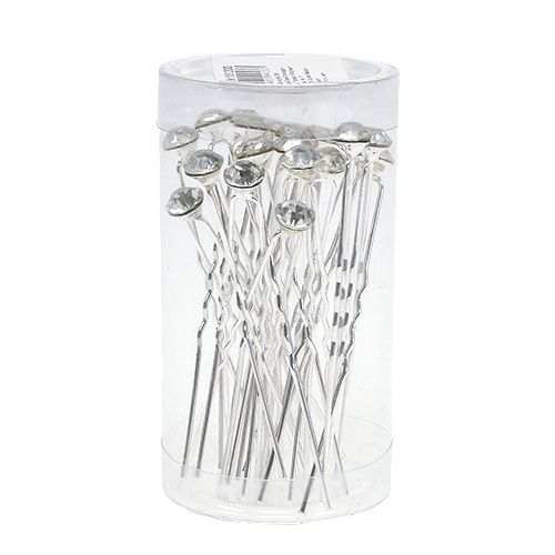 Floristik24 Diamantnål bröllop silver Ø8mm L7cm 20 st