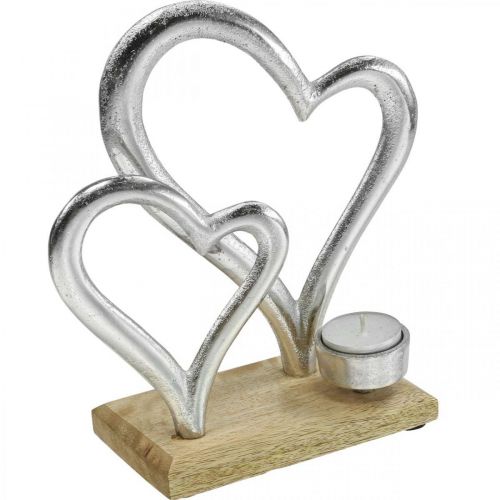 Värmeljushållare hjärta metall dekoration bord dekoration trä 22cm