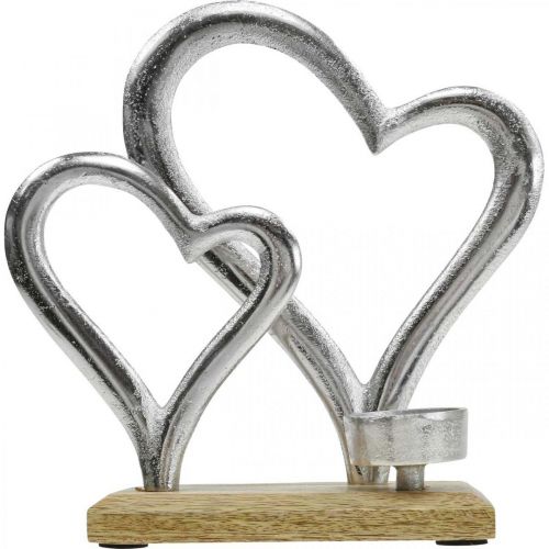 Artikel Värmeljushållare hjärta metall dekoration bord dekoration trä 22cm
