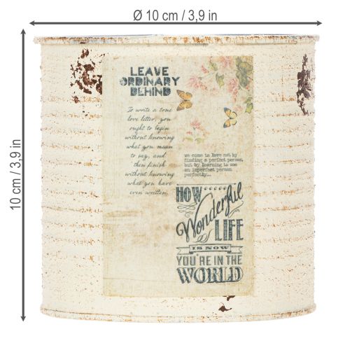 Artikel Plåtplanta krämfärgad metall Shabby Chic Ø11cm H10.5cm