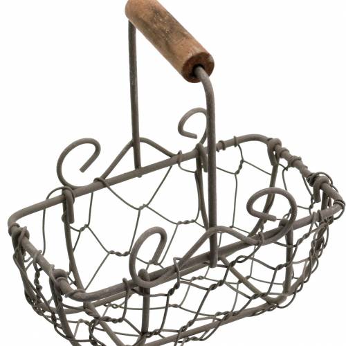 Floristik24 Mini trådkorgvariant med trähandtag, rostbrun, H10,5–11,5cm, 9 st.