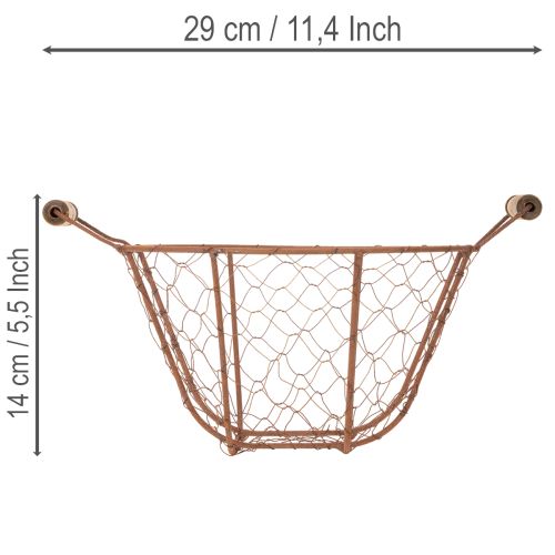Vintage rund trådkorg med trähandtag, metallkorg, rostfri yta, Ø22 cm | Floristik24.se