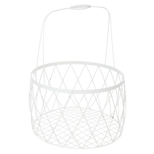 Artikel Trådkorg med handtag, vit metall, Ø25/30/35cm, set om 3