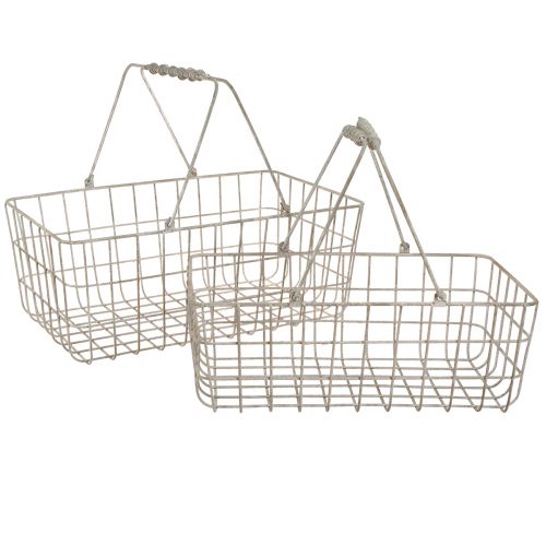 Artikel Trådkorg med handtag grå 34×20,5cm / 38×24,5cm set med 2 delar