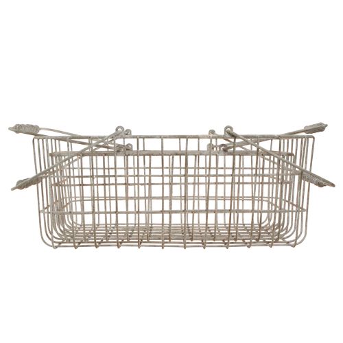 Artikel Trådkorg med handtag grå 34×20,5cm / 38×24,5cm set med 2 delar