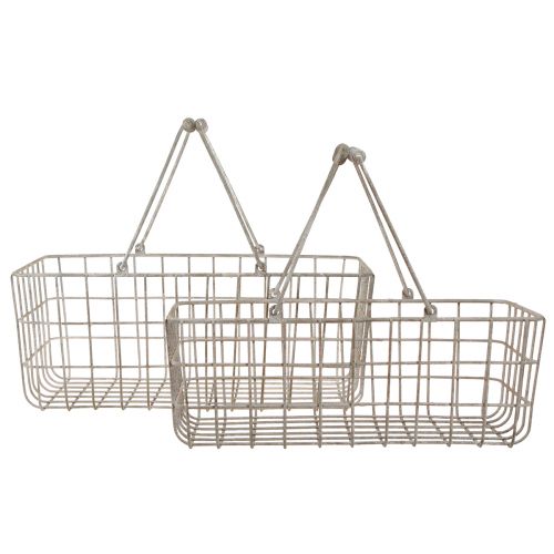 Artikel Trådkorg med handtag grå 34×20,5cm / 38×24,5cm set med 2 delar