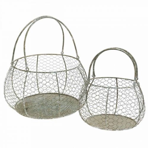 Floristik24 Trådkorg shabby chic trådnätskorg trädgårdsdekoration Ø37/26cm set om 2