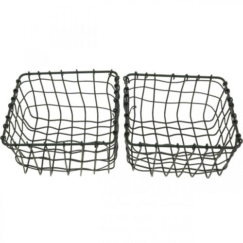 Floristik24 Förvaringskorg, korg för plantering, mini trådkorg fyrkantig 12 × 12cm 2st