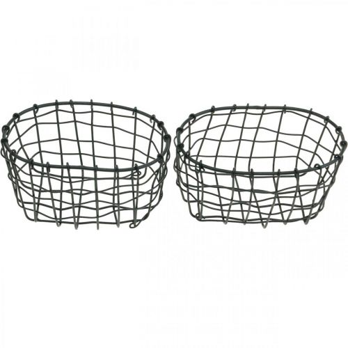 Floristik24 Dekorkorg, minikorg, trådkorg oval L12,5cm H6,5cm 2st