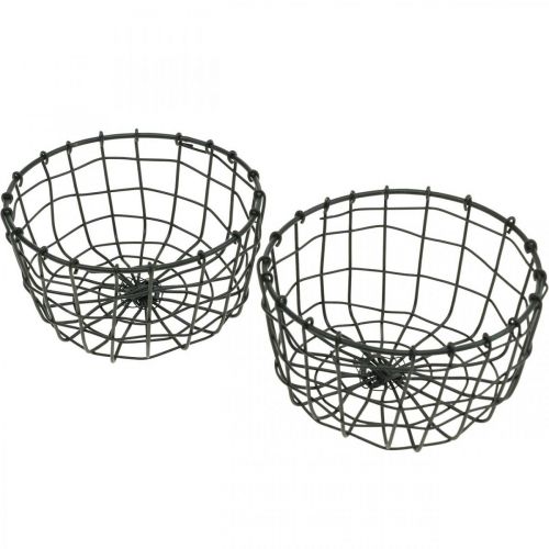 Floristik24 Korg för plantering, mini trådkorg, rund planterings korg Ø12cm H6.5cm 2st