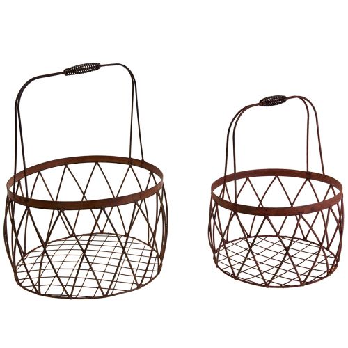 Artikel Trådkorg nätkorg med handtag trädgårdsdekoration rost Ø25/20cm set om 2