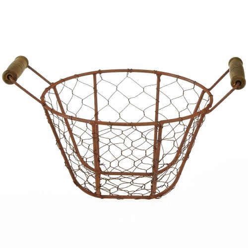 Floristik24 Trådkorg metallkorg med handtag trärostdekoration Ø18cm