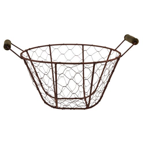 Artikel Trådkorg vintage rund med trähandtag metallkorg rost Ø22cm
