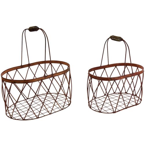 Artikel Trådkorg oval nätkorg med handtag trädgårdsdekoration rost 30/25 cm set om 2