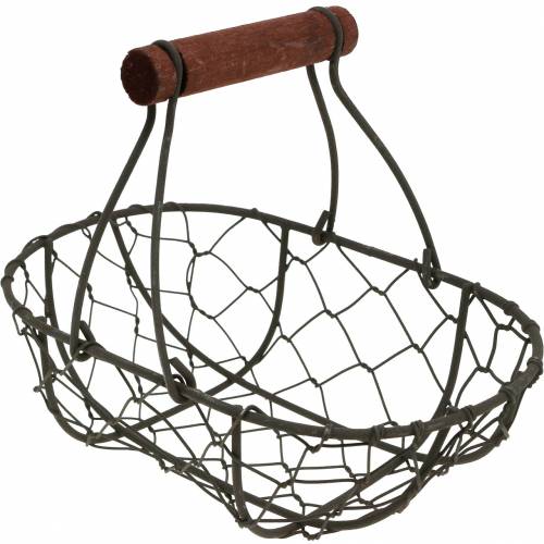 Floristik24 Trådkorg oval med handtag grå 17×11 cm H15 cm 2 st